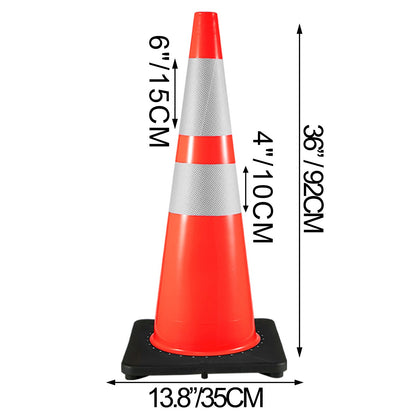 6Pack 36" Traffic Cones, Safety Road Parking Cone with Black Weighted Base, PVC Orange Traffic Safety Cones, Hazard Cones Reflective Collars for Construction Traffic Parking - Image 8