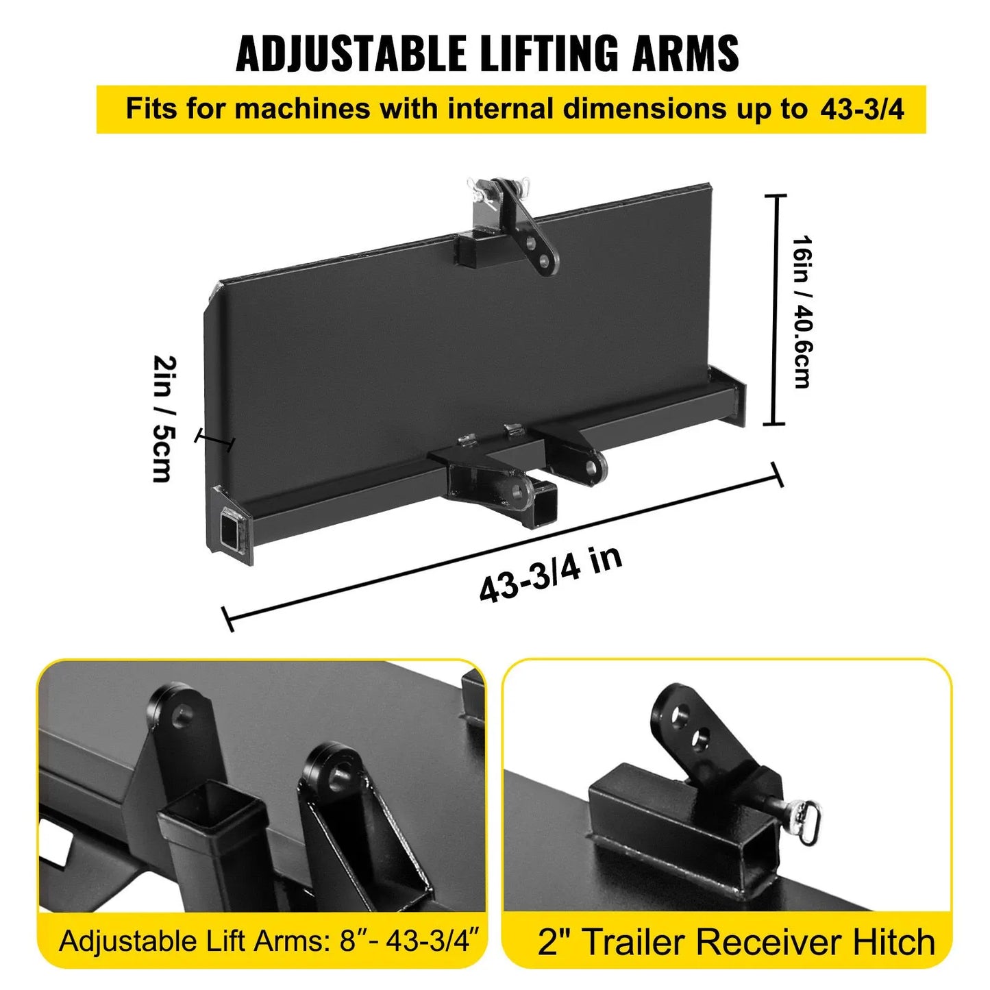 3 Point Attachment Adapter Skid Steer Trailer Hitch Front Loader Case - Image 3