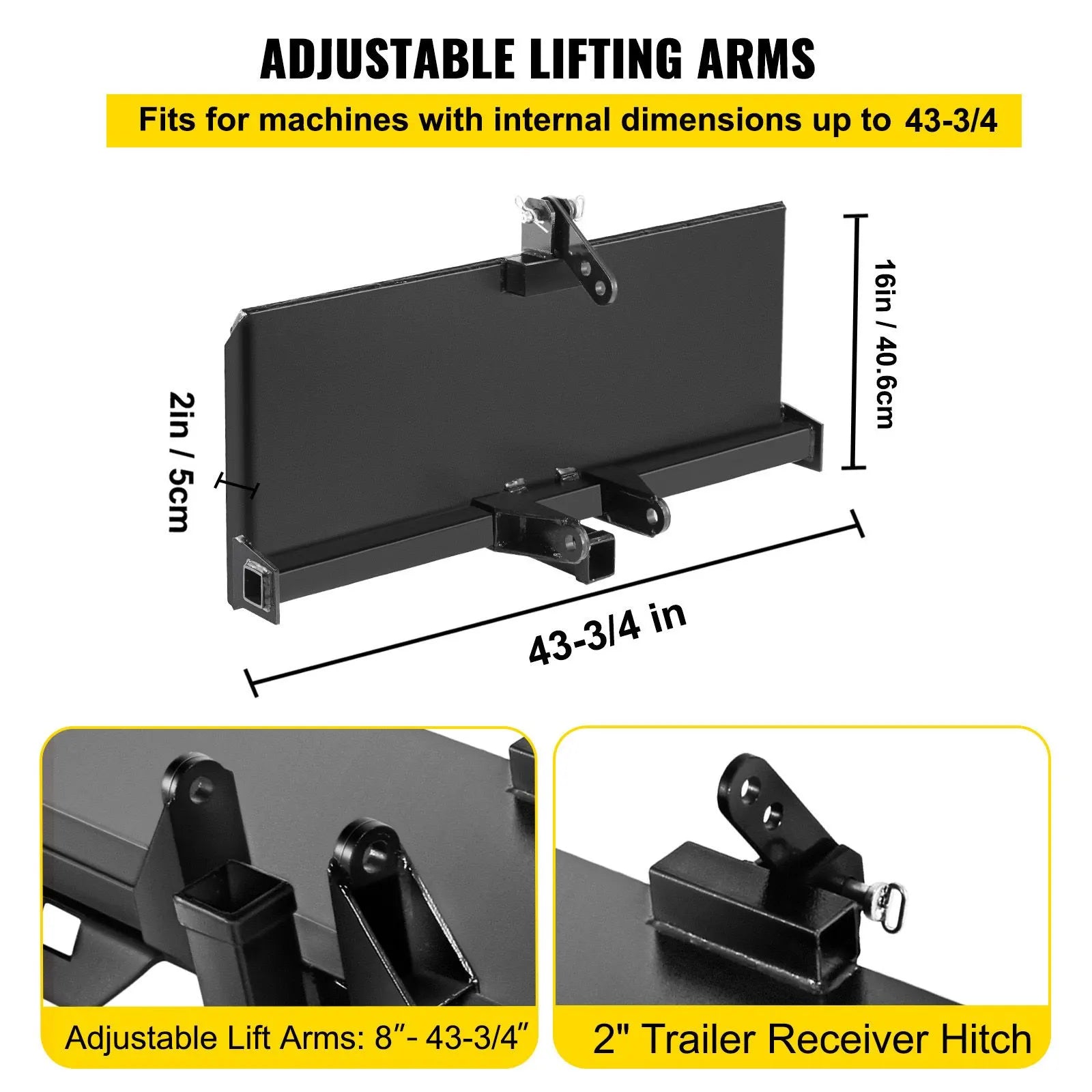 3 Point Attachment Adapter Skid Steer Trailer Hitch Front Loader Case - Image 3