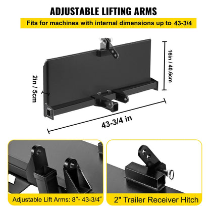 3 Point Attachment Adapter Skid Steer Trailer Hitch Front Loader Case - Image 3