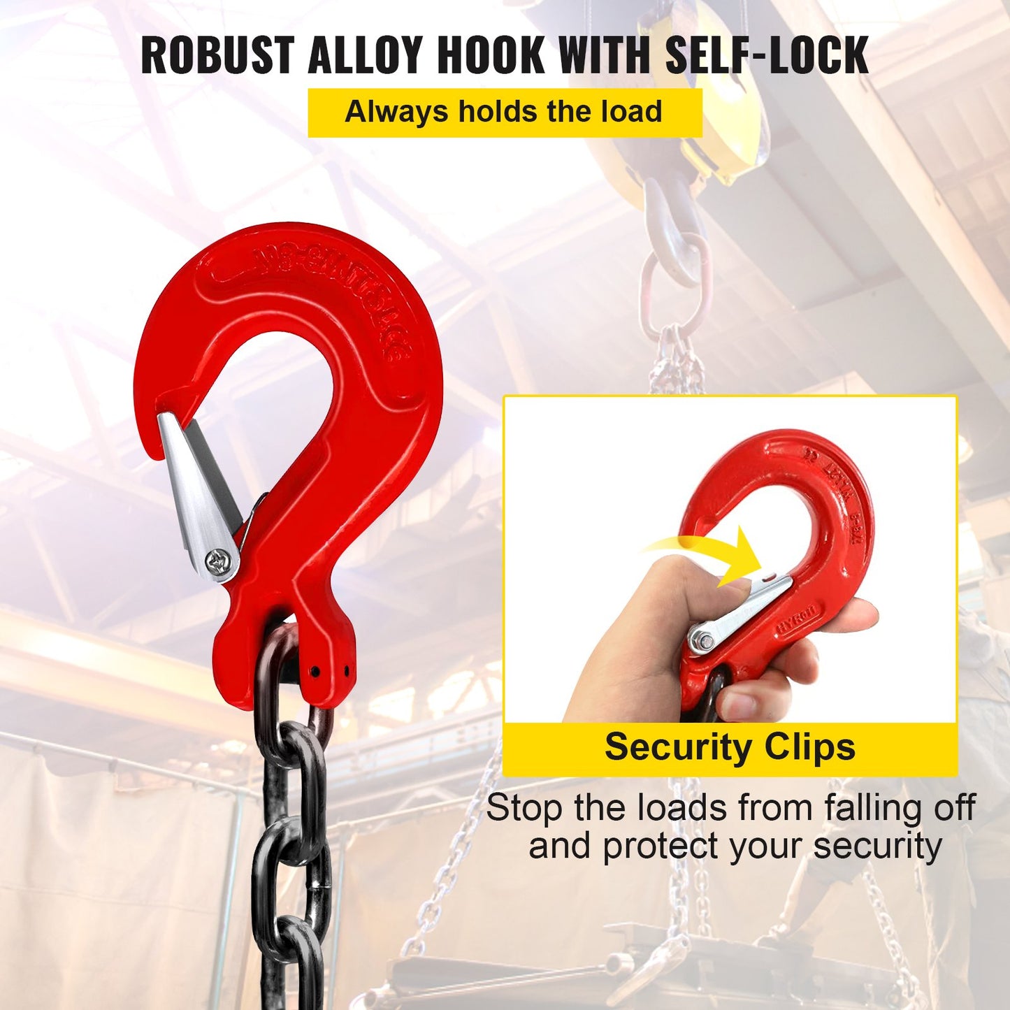 Chain Sling 5/16" X 10' Engine Lift Chain G80 Alloy Steel Engine Chain Hoist Lifts 3 Ton with 4 Leg Grab Hooks and Adjuster - Image 6
