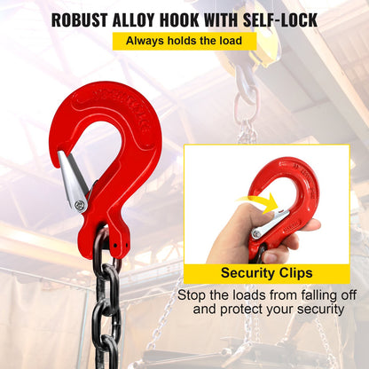 Chain Sling 5/16" X 10' Engine Lift Chain G80 Alloy Steel Engine Chain Hoist Lifts 3 Ton with 4 Leg Grab Hooks and Adjuster - Image 6