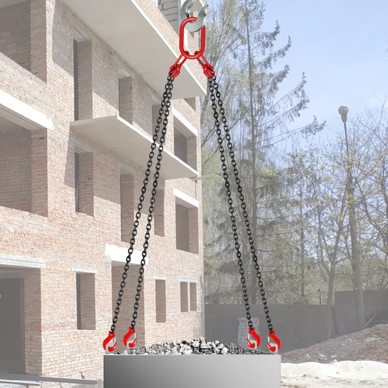 Chain Sling 5/16" X 10' Engine Lift Chain G80 Alloy Steel Engine Chain Hoist Lifts 3 Ton with 4 Leg Grab Hooks and Adjuster - Image 8
