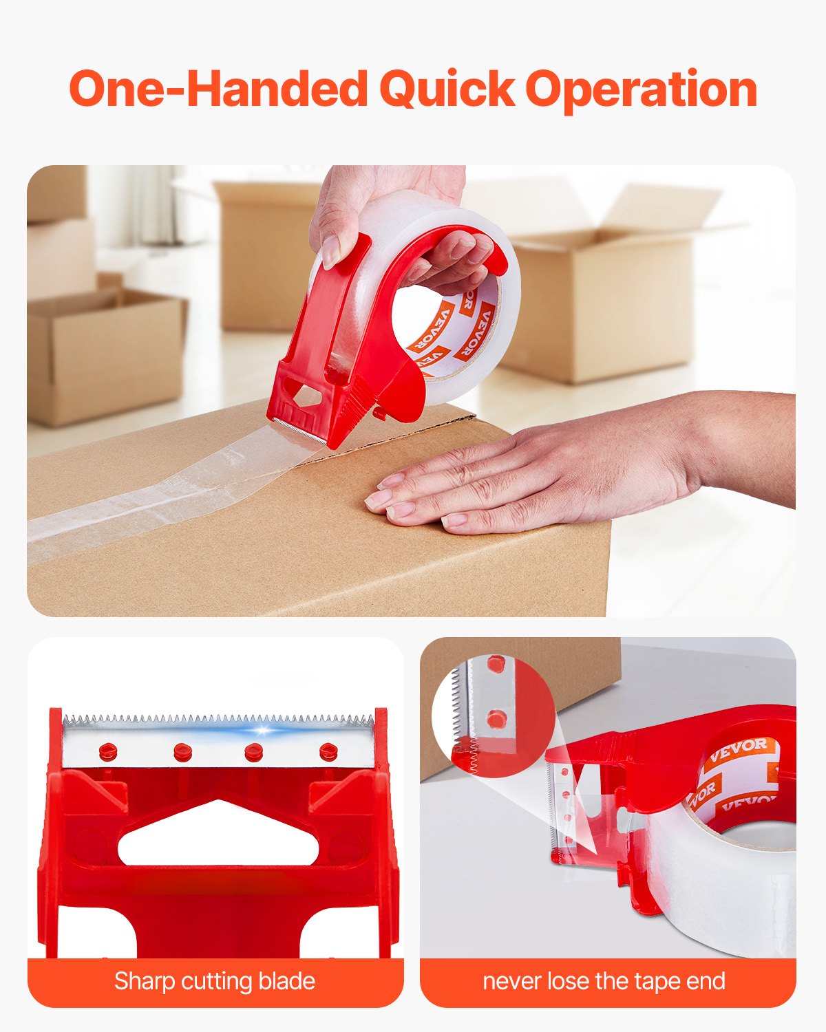 Packing Tape 12 Rolls 65 Yards Clear Shipping Tape with Dispenser 2.7 Mil - Image 5