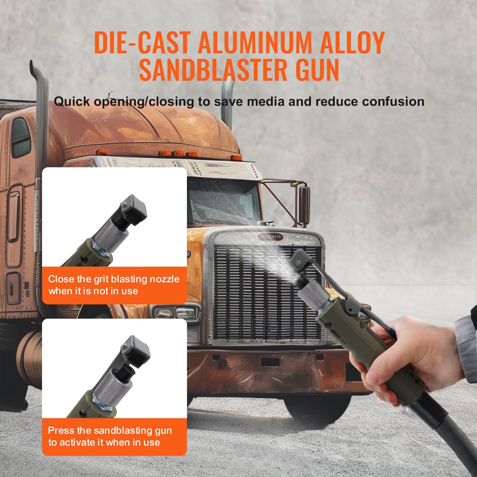 10Gal/40L Sandblaster Equipped w/Nozzle Shut-Off Valve Pressure Gauge Ceramic Nozzle Rubber Wheels Grit Power Sand Blasters Portable Sandblasting Equipment - Image 4