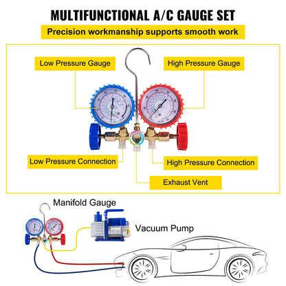 Vacuum Pump 4.8CFM 1/3HP Air Vacuum Pump HVAC A/C Air Refrigerant Rotary Vane Vacuum Pump Single Stage 4 Valve AC Manifold Gauge Set (4.8CFM1/3HP) - Image 4