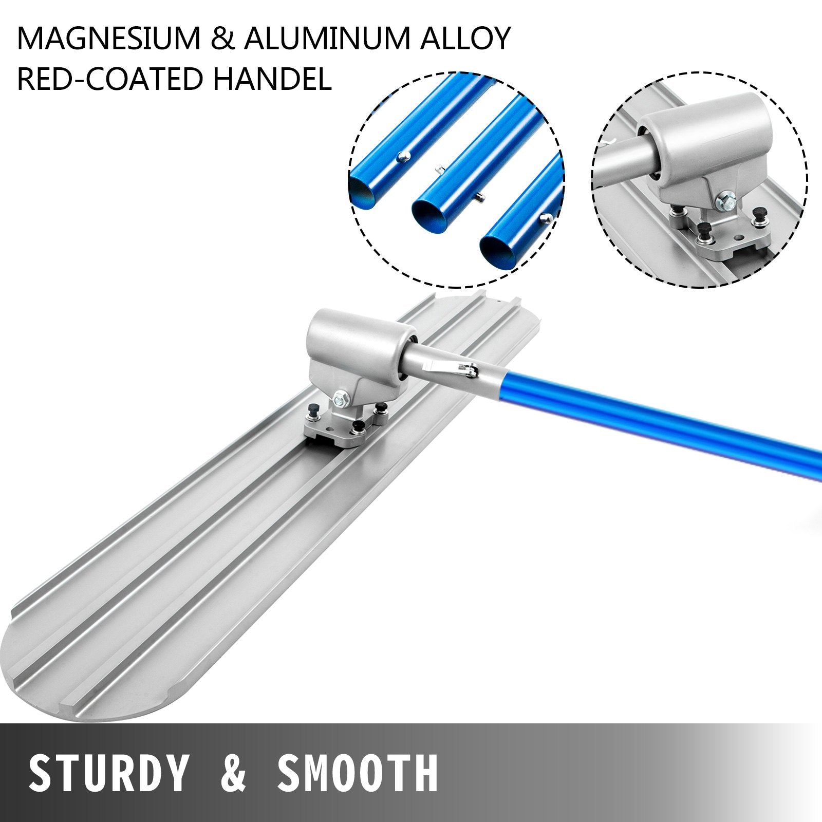 Bull Float Magnesium Concrete Float 48 x 8" Round End Concrete Float Tool Cement Tool Bull Concrete Kit Bull Float with 4 Float Handle Bull Float Bracket Concrete Tools Finishing Bull Float - Image 2