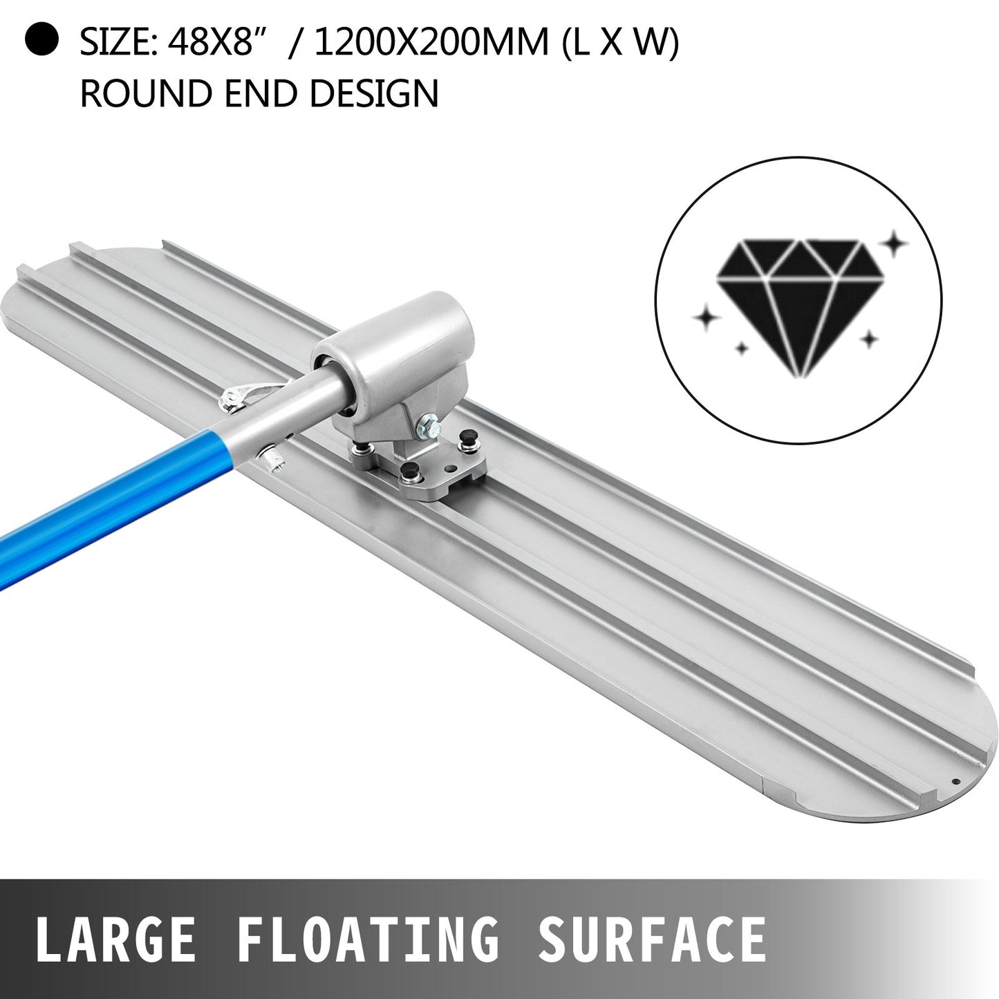 Bull Float Magnesium Concrete Float 48 x 8" Round End Concrete Float Tool Cement Tool Bull Concrete Kit Bull Float with 4 Float Handle Bull Float Bracket Concrete Tools Finishing Bull Float - Image 3