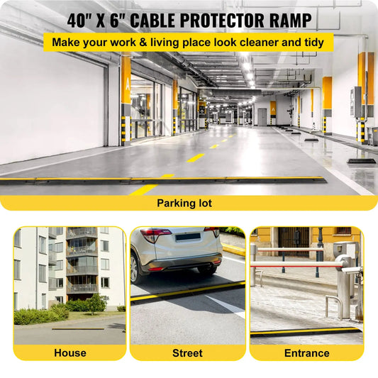 Cable Protector 18000lbs Single Channel Rubber Cable Hose Protector 4 Pack Cable Hose Protector Floor Outdoor Cable Protector Ramp Modular Rubber Hose Protector Floor Cover Protector (4 pack) - Image 2