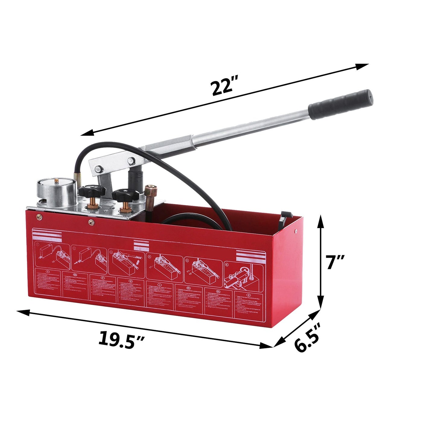 Hydraulic Pressure Test Pump 50 Bar Hand Pressure Test Pump 726 PSI 3.2 Gallon Tank 45ML 1/2" BSP Hydrostatic Test Pump for Pipeline Pressure Container Irrigation Firemen (Test Pump 50 Bar) - Image 8