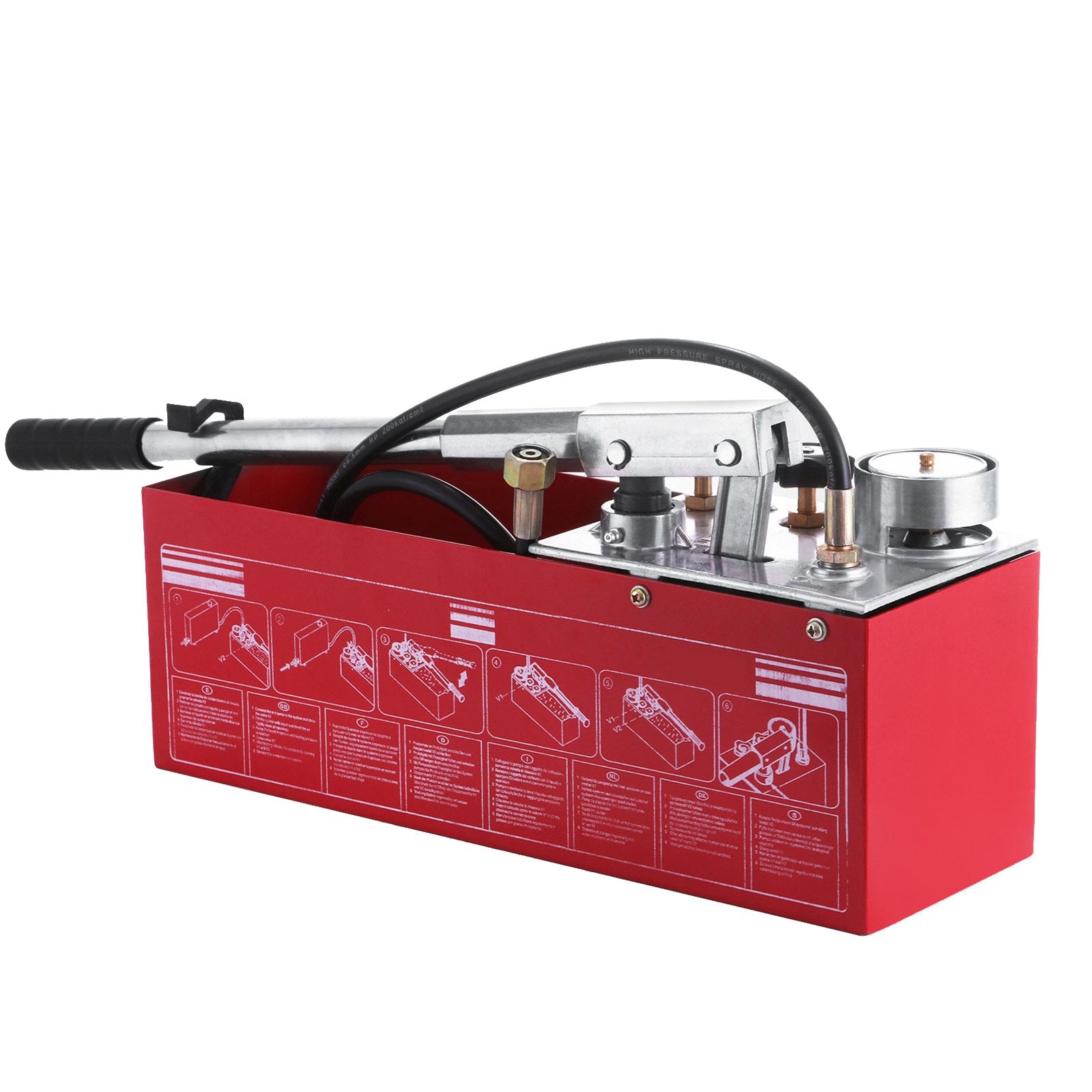 Hydraulic Pressure Test Pump 50 Bar Hand Pressure Test Pump 726 PSI 3.2 Gallon Tank 45ML 1/2" BSP Hydrostatic Test Pump for Pipeline Pressure Container Irrigation Firemen (Test Pump 50 Bar) - Image 9