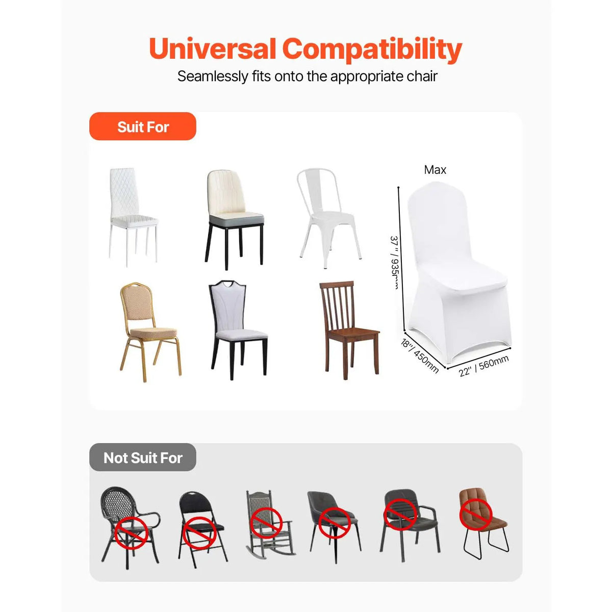 Stretch Spandex Folding Chair Covers, Universal Fitted Chair Cover, Removable Washable Protective Slipcovers, for Wedding, Holiday, Banquet, Party, Celebration, Dining (50PCS White) - Image 4