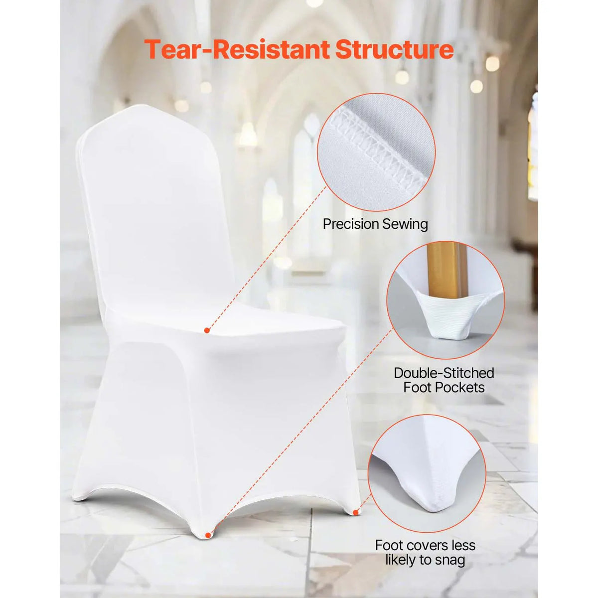 Stretch Spandex Folding Chair Covers, Universal Fitted Chair Cover, Removable Washable Protective Slipcovers, for Wedding, Holiday, Banquet, Party, Celebration, Dining (50PCS White) - Image 6