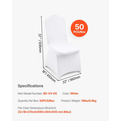 Stretch Spandex Folding Chair Covers, Universal Fitted Chair Cover, Removable Washable Protective Slipcovers, for Wedding, Holiday, Banquet, Party, Celebration, Dining (50PCS White) - Image 7