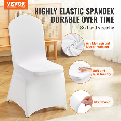Stretch Spandex Folding Chair Covers, Universal Fitted Chair Cover, Removable Washable Protective Slipcovers, for Wedding, Holiday, Banquet, Party, Celebration, Dining (50PCS White) - Image 2
