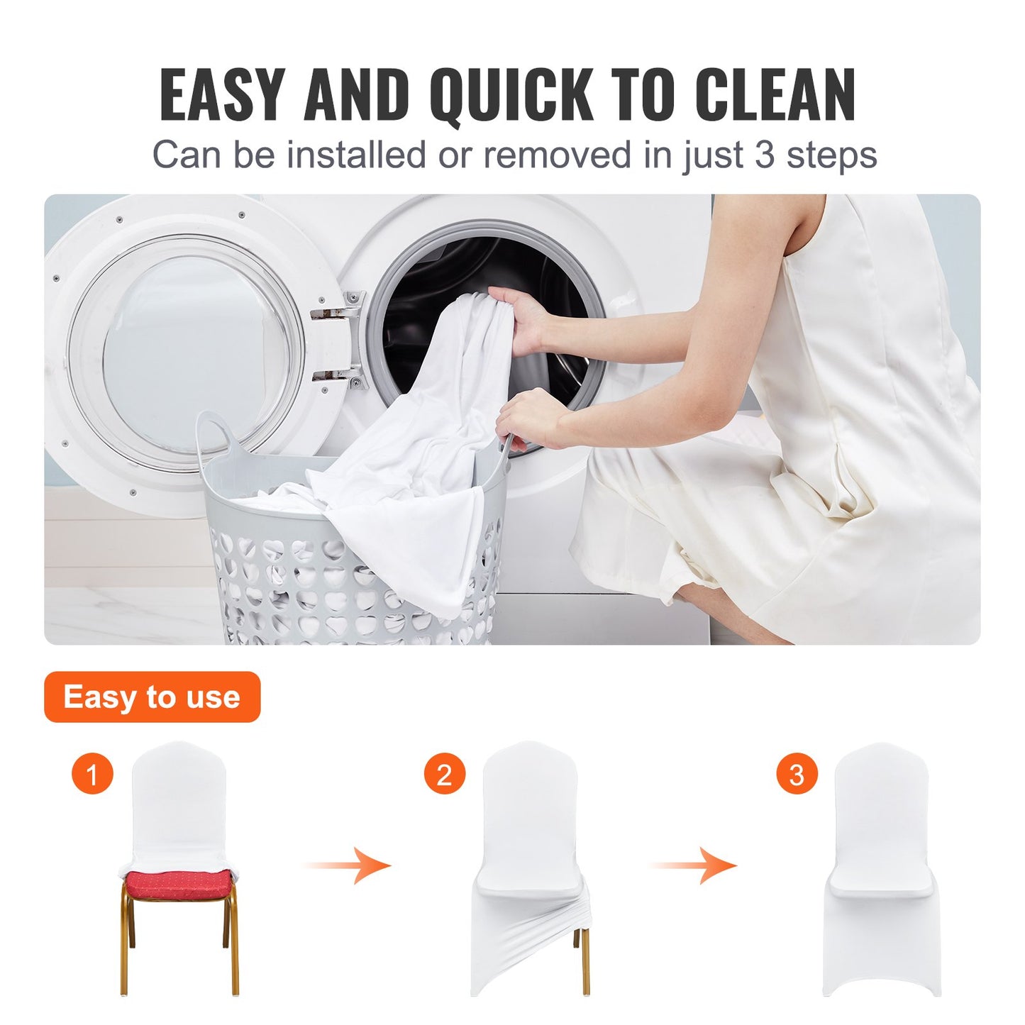 Stretch Spandex Folding Chair Covers, Universal Fitted Chair Cover, Removable Washable Protective Slipcovers, for Wedding, Holiday, Banquet, Party, Celebration, Dining (50PCS White) - Image 4