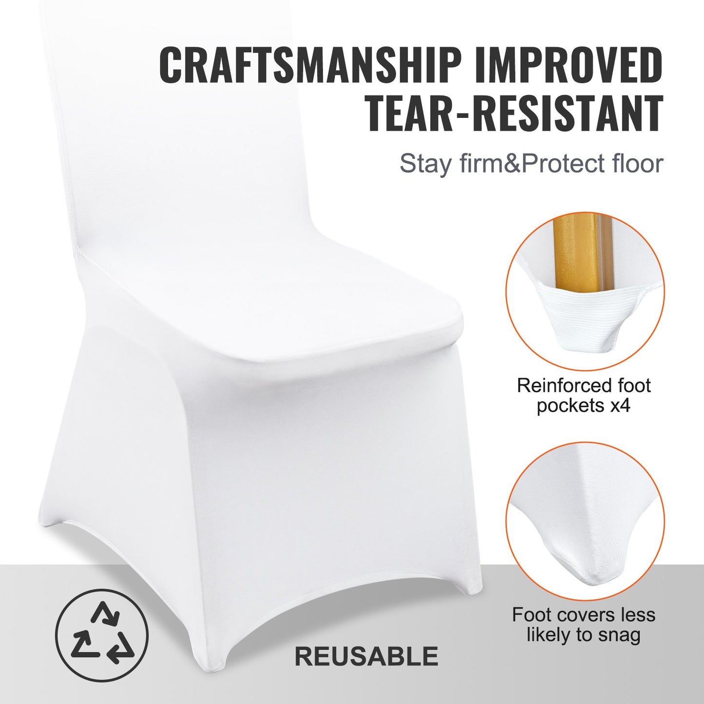 Stretch Spandex Folding Chair Covers, Universal Fitted Chair Cover, Removable Washable Protective Slipcovers, for Wedding, Holiday, Banquet, Party, Celebration, Dining (50PCS White) - Image 5