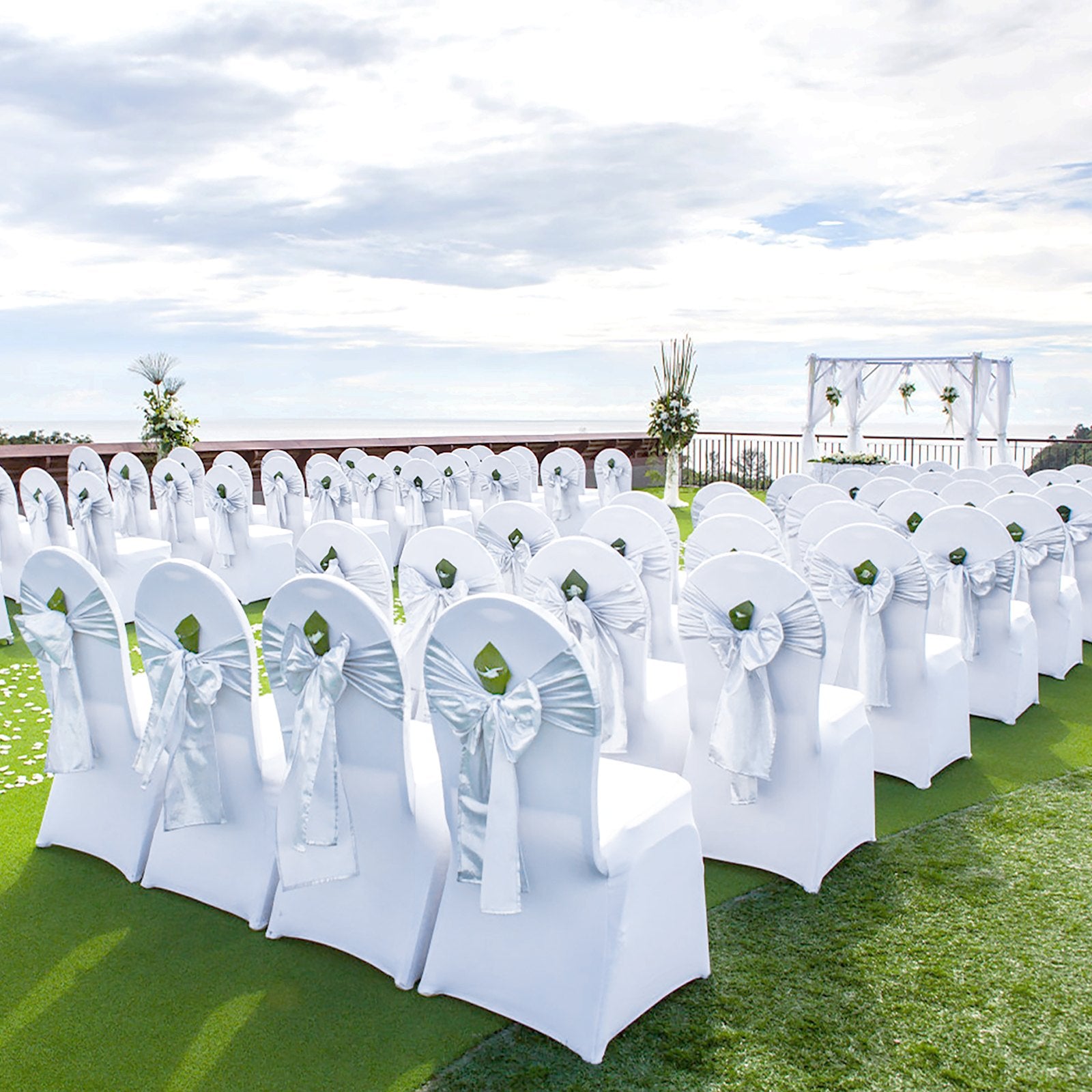Stretch Spandex Folding Chair Covers, Universal Fitted Chair Cover, Removable Washable Protective Slipcovers, for Wedding, Holiday, Banquet, Party, Celebration, Dining (50PCS White) - Image 8