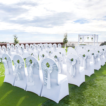 Stretch Spandex Folding Chair Covers, Universal Fitted Chair Cover, Removable Washable Protective Slipcovers, for Wedding, Holiday, Banquet, Party, Celebration, Dining (50PCS White) - Image 8