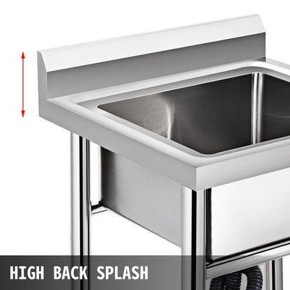 Handmade Sink Non-magnetic Stainless Steel Kitchen Sink Hand Made 1 Compartment 44.4 x 41.9 x 25.4 cm Capacity Huge Tub Sink for Farmhouse Cafe Shop Hospital - Image 4