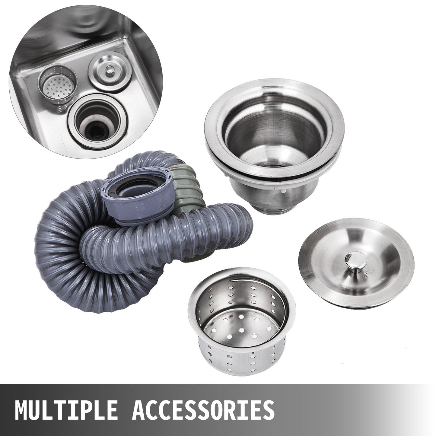 Handmade Sink Non-magnetic Stainless Steel Kitchen Sink Hand Made 1 Compartment 44.4 x 41.9 x 25.4 cm Capacity Huge Tub Sink for Farmhouse Cafe Shop Hospital - Image 6