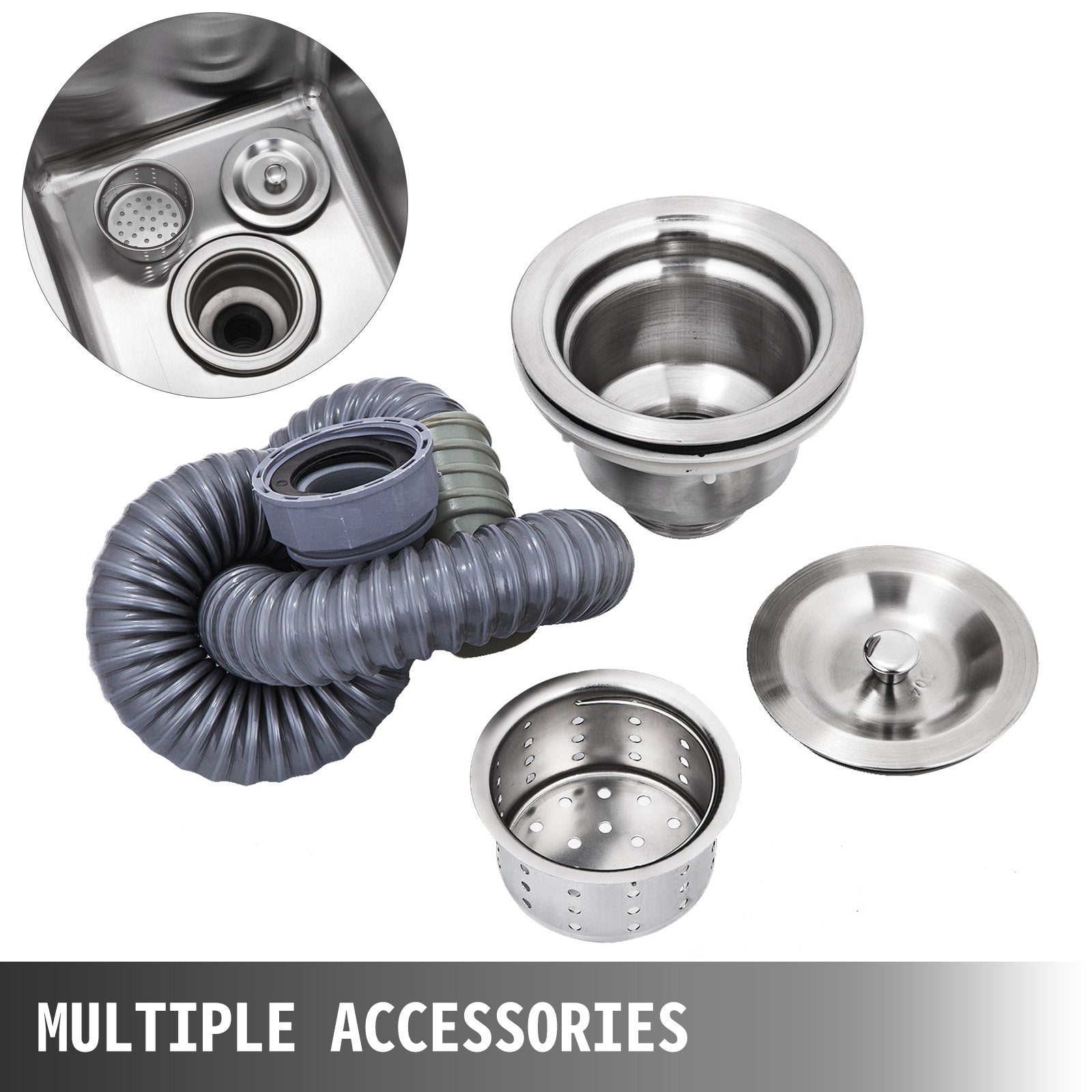 Handmade Sink Non-magnetic Stainless Steel Kitchen Sink Hand Made 1 Compartment 44.4 x 41.9 x 25.4 cm Capacity Huge Tub Sink for Farmhouse Cafe Shop Hospital - Image 6