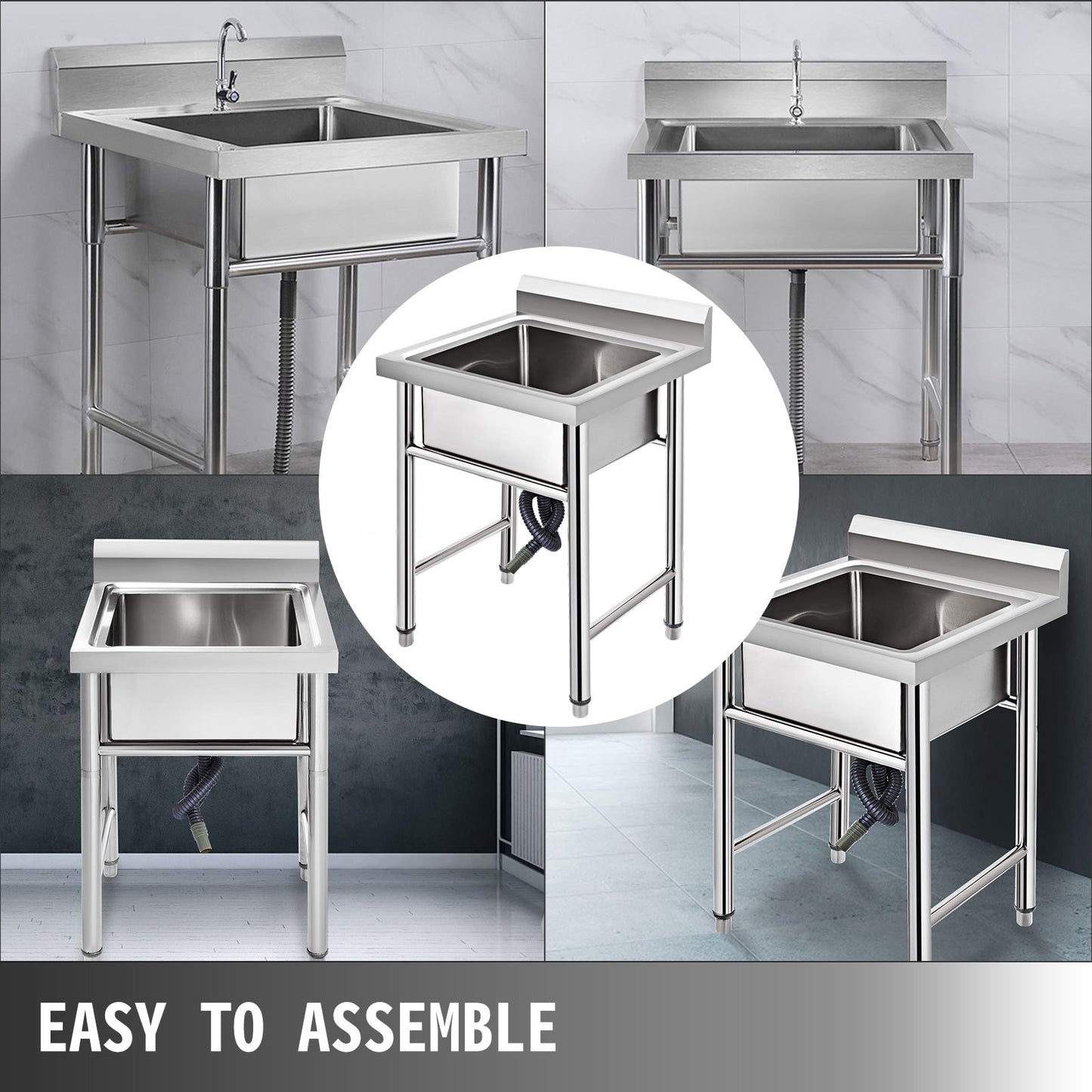 Handmade Sink Non-magnetic Stainless Steel Kitchen Sink Hand Made 1 Compartment 44.4 x 41.9 x 25.4 cm Capacity Huge Tub Sink for Farmhouse Cafe Shop Hospital - Image 7