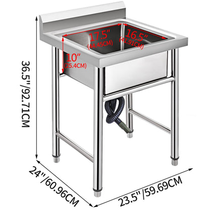 Handmade Sink Non-magnetic Stainless Steel Kitchen Sink Hand Made 1 Compartment 44.4 x 41.9 x 25.4 cm Capacity Huge Tub Sink for Farmhouse Cafe Shop Hospital - Image 8
