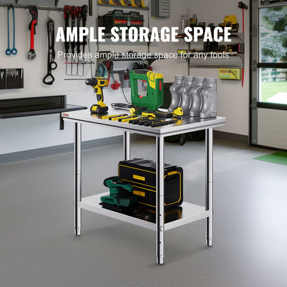 910x610mm Stainless Steel Kitchen Bench Commercial Work Food Prep Table - Image 4