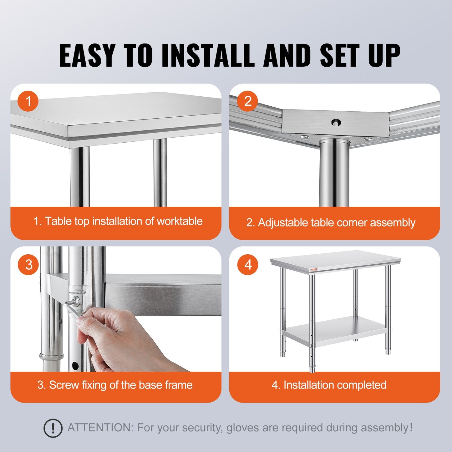 910x610mm Stainless Steel Kitchen Bench Commercial Work Food Prep Table - Image 6