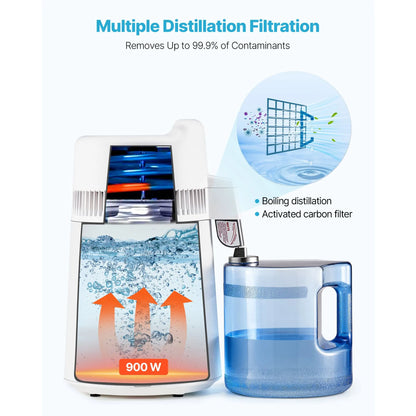 6L Water Distiller Home Countertop Purifier Machine 900W Plastic Container - Image 3