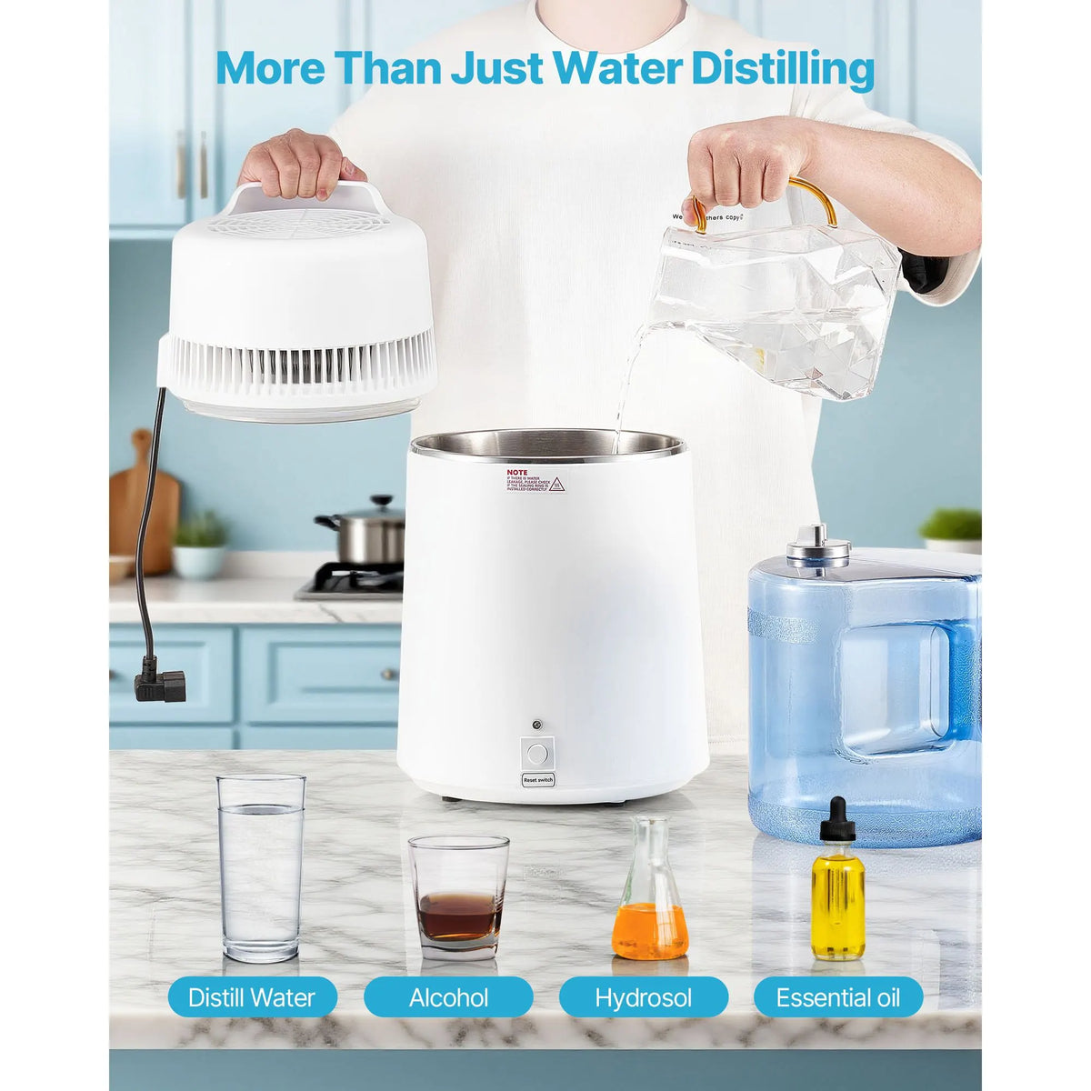 6L Water Distiller Home Countertop Purifier Machine 900W Plastic Container - Image 6