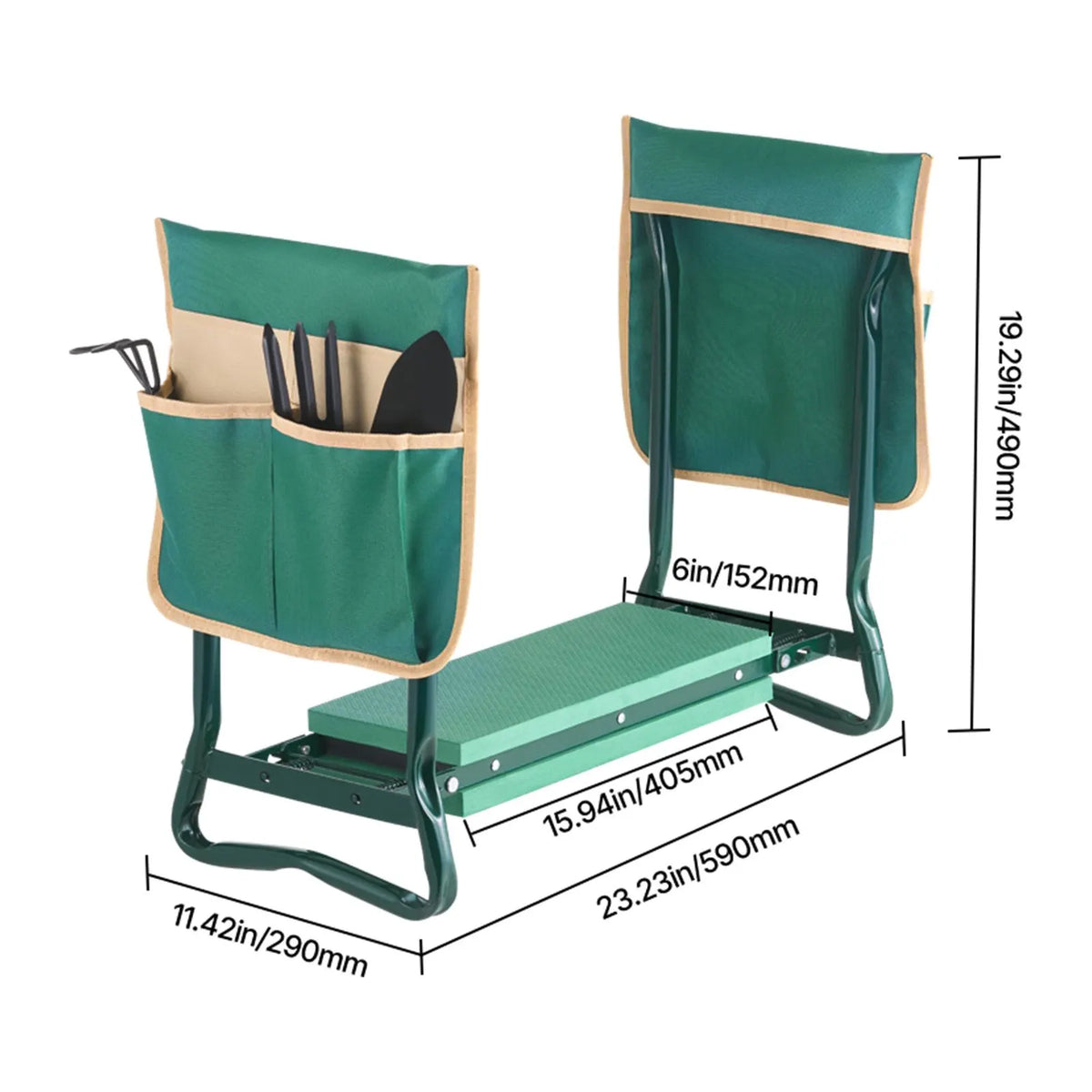 Garden Kneeler and Seat, 6 in Wide Kneeling Pad, Heavy Duty Garden Kneeling Stool, Folding Garden Seat with 2 Tool Bags, Relieve Knee & Back Pain, Portable Garden Bench for Women Grandparents - Image 8