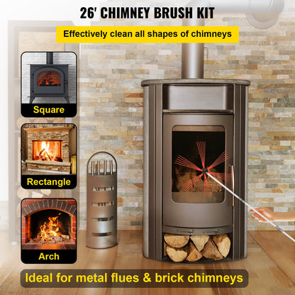 Chimney Sweeping Brush Rotary Chimney Brush 315Inch Chimney Brush Rod Kit 8 Rods with Nylon Flexible Rods (8 Rods) - Image 2