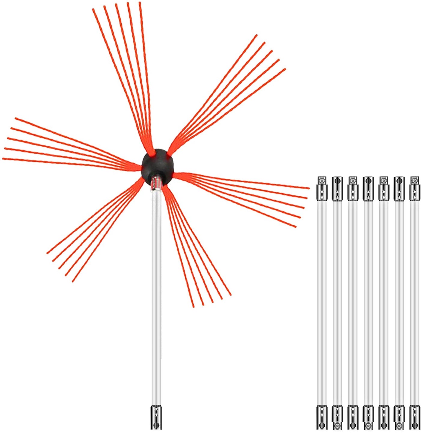 Chimney Sweeping Brush Rotary Chimney Brush 315Inch Chimney Brush Rod Kit 8 Rods with Nylon Flexible Rods (8 Rods) - Image 9