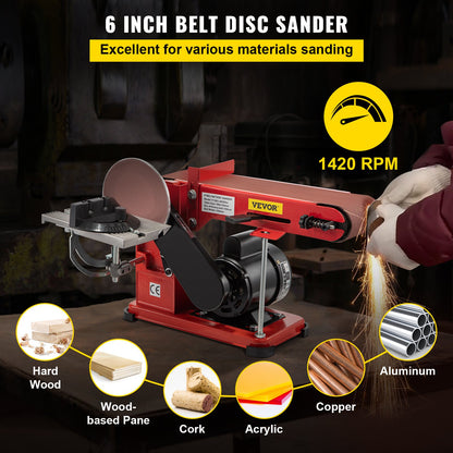 Belt Sander 4" x 36", Disc Combo Sander 6",Electric Adjustable Bench Belt Sander 375W,Grinder Bench Sanding Machine With 4 Rubber Foot Pad - Image 2