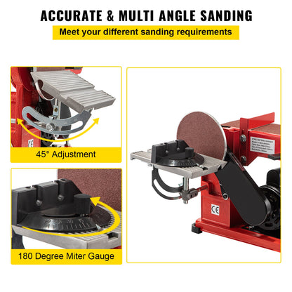 Belt Sander 4" x 36", Disc Combo Sander 6",Electric Adjustable Bench Belt Sander 375W,Grinder Bench Sanding Machine With 4 Rubber Foot Pad - Image 4