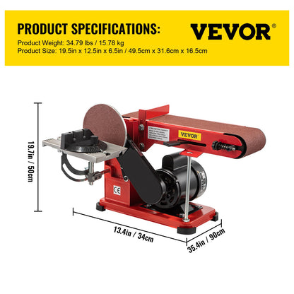 Belt Sander 4" x 36", Disc Combo Sander 6",Electric Adjustable Bench Belt Sander 375W,Grinder Bench Sanding Machine With 4 Rubber Foot Pad - Image 7