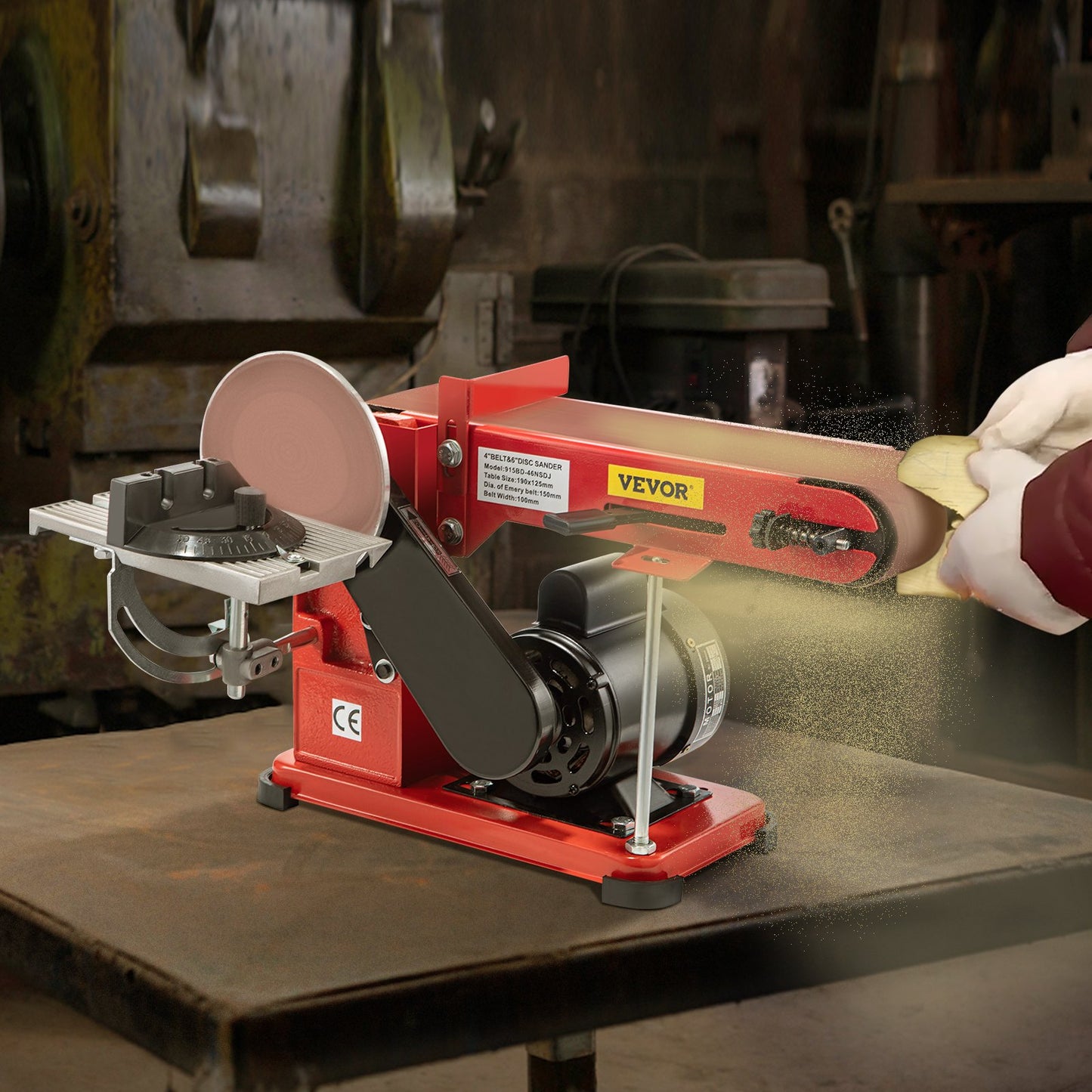 Belt Sander 4" x 36", Disc Combo Sander 6",Electric Adjustable Bench Belt Sander 375W,Grinder Bench Sanding Machine With 4 Rubber Foot Pad - Image 8