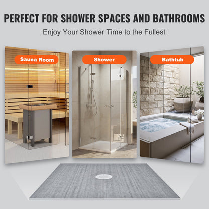 Shower Curb Kit, 1828x1828mm, 72"x72" Shower Pan Kit with 50.8mm ABS Central Flange, 101.6mm Stainless Steel Grate, Waterproof Shower Curb & Membrane & Strip, Shower Pan Slope Sticks Fit for Bathroom - Image 6