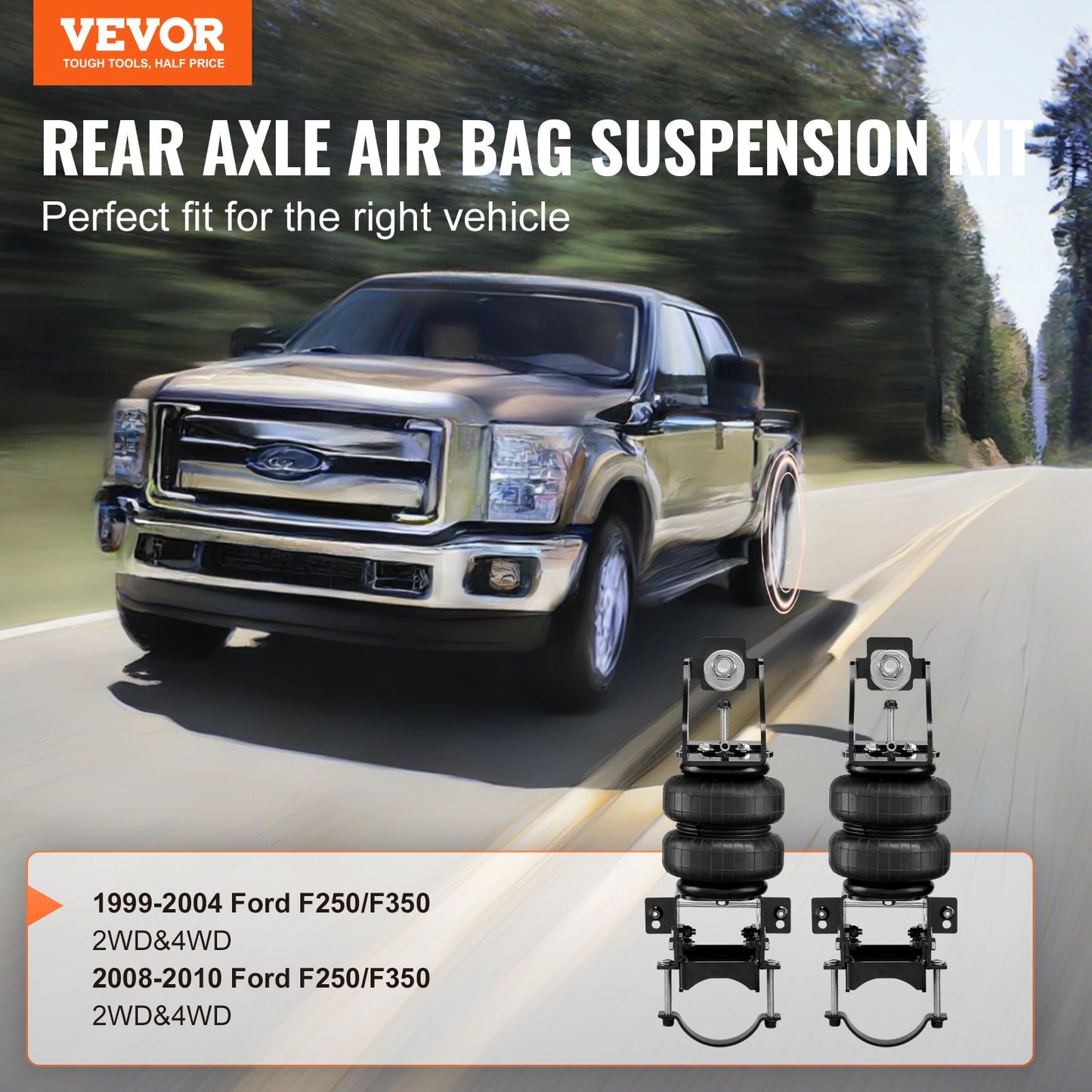 Air Bag Suspension Kit, Air Springs Suspension Bag Kit Compatible with 1999-2004 Ford F250/F350 2WD 4WD, 2008-2010 Ford F250/F350 2WD 4WD, 5000 lbs Loading, 5 to 100 PSI - Image 2