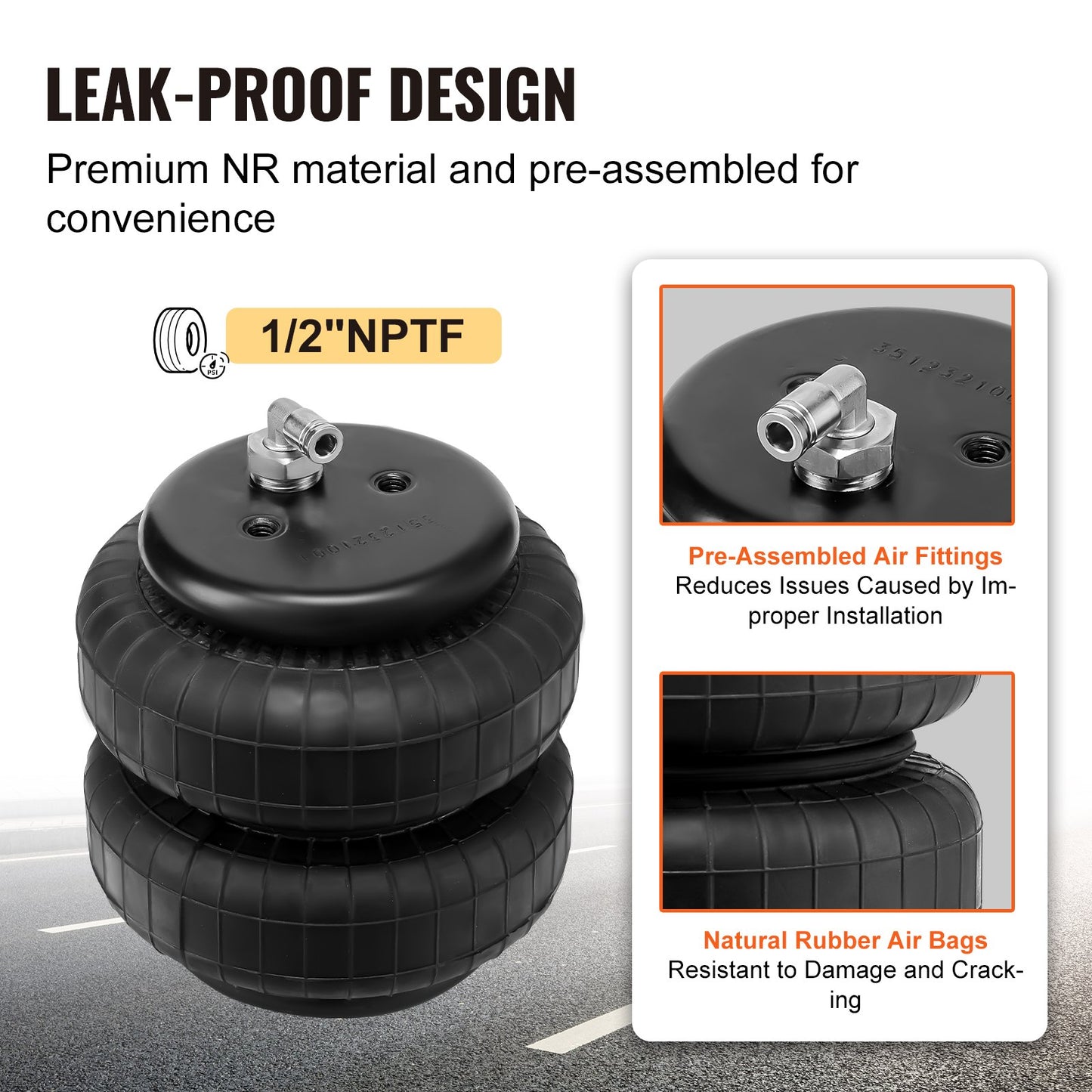 Air Bag Suspension Kit, Air Springs Suspension Bag Kit Compatible with 1999-2004 Ford F250/F350 2WD 4WD, 2008-2010 Ford F250/F350 2WD 4WD, 5000 lbs Loading, 5 to 100 PSI - Image 4