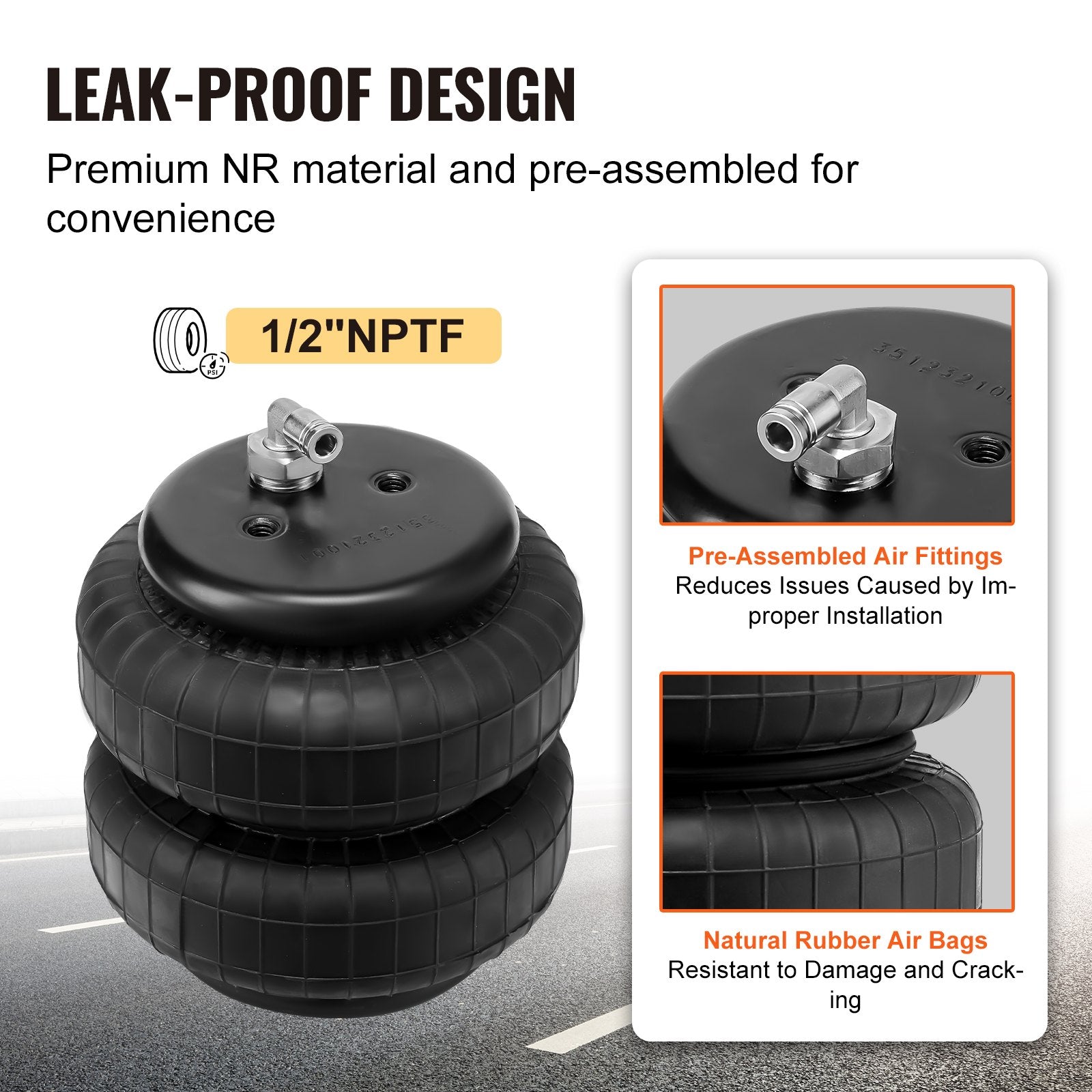Air Bag Suspension Kit, Air Springs Suspension Bag Kit Compatible with 1999-2004 Ford F250/F350 2WD 4WD, 2008-2010 Ford F250/F350 2WD 4WD, 5000 lbs Loading, 5 to 100 PSI - Image 4