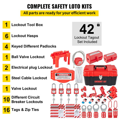 42 PCS Lockout Tagout Kits Electrical Loto Kit for Electrical Risk Removal - Image 3