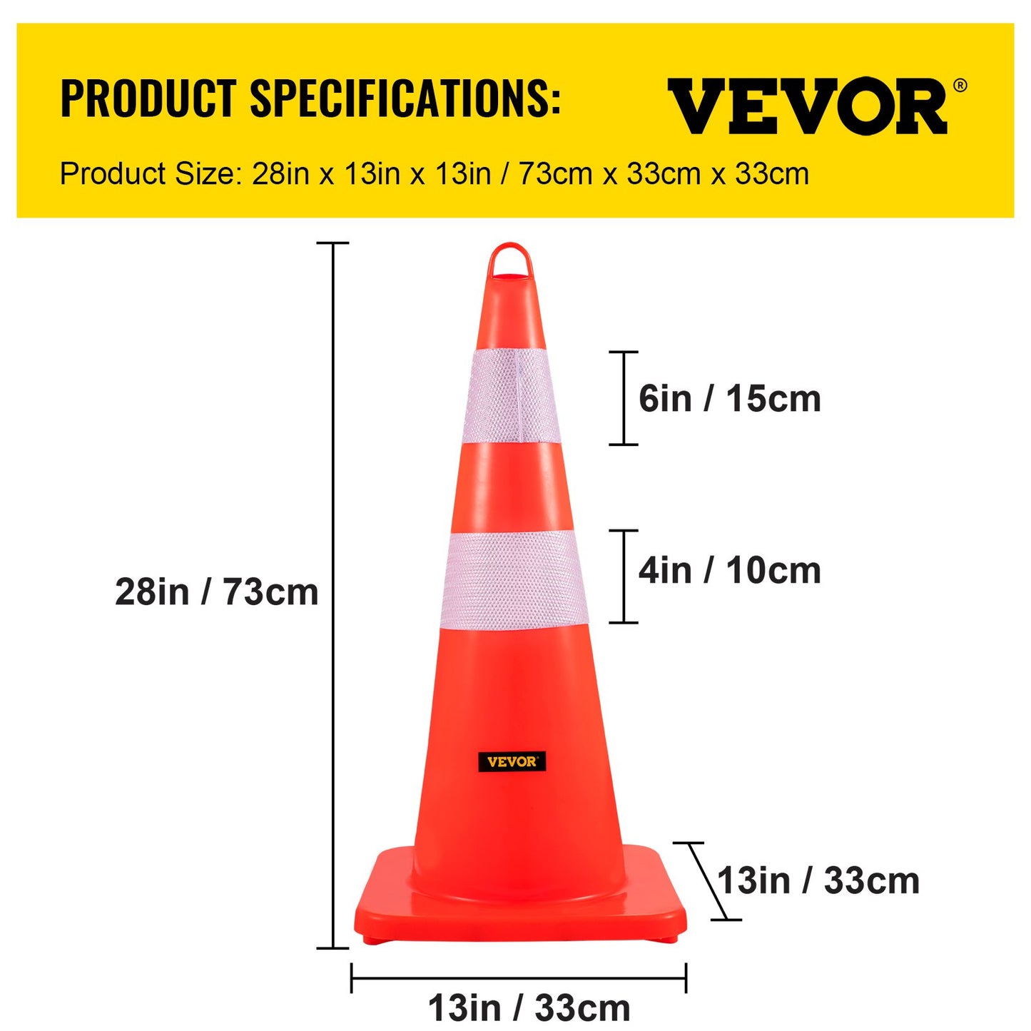 Safety Cones, 10PCS 28\" Traffic Cones, PVC Orange Construction Cones, 2 Reflective Collars Traffic Cones with Weighted Base and Hand-Held Ring Used for Traffic Control, Driveway Road Parking - Image 7