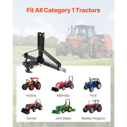 3 Point Trailer Hitch with 2 in Receiver, 3pt Quick Hitch Attachment, Heavy Duty Tractor Tow Drawbar Adapter, Compatible with Kubota, Mahindra, Ford, Yanmar, John Deere, Massey Ferguson - Image 2