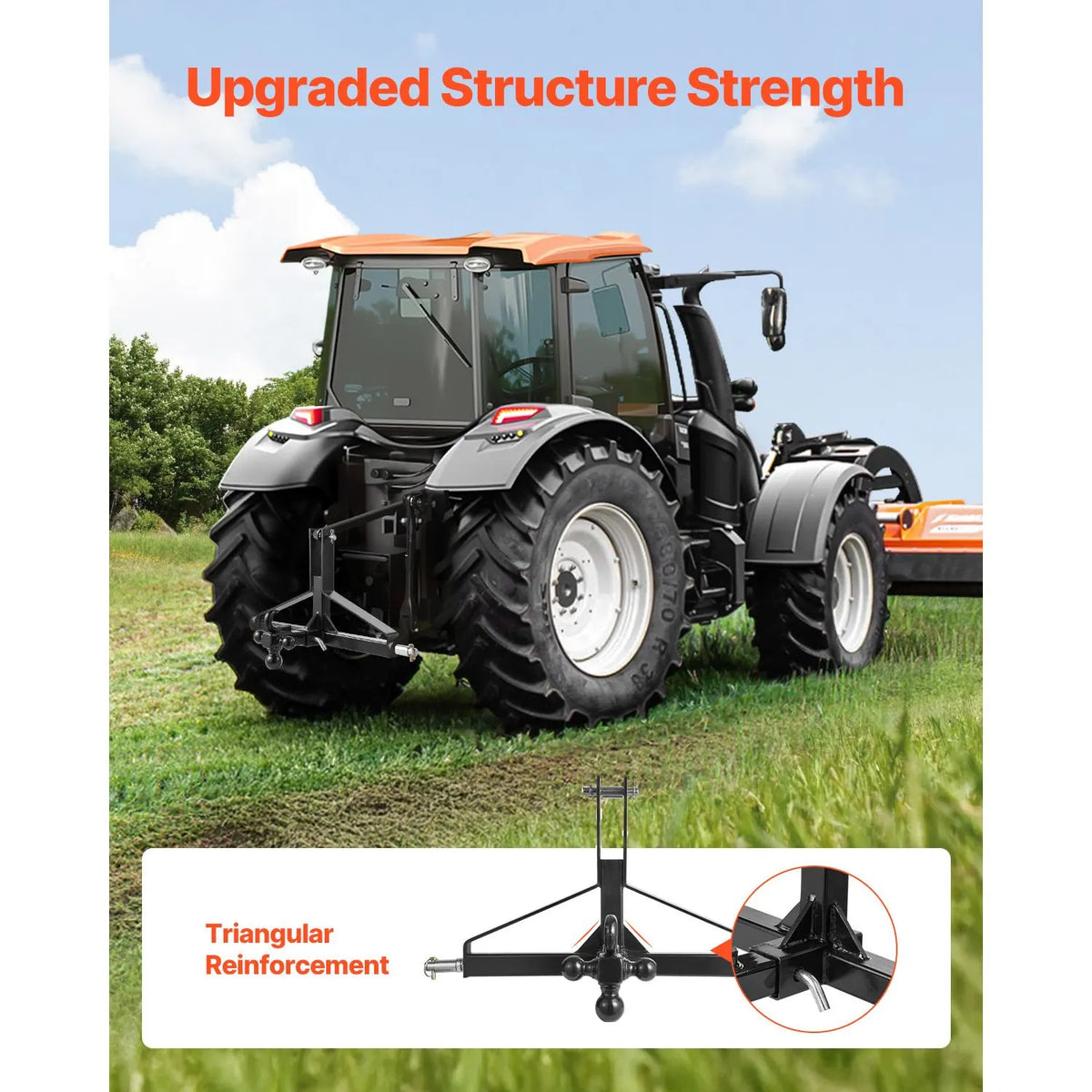 3 Point Trailer Hitch with 2 in Receiver, 3pt Quick Hitch Attachment, Heavy Duty Tractor Tow Drawbar Adapter, Compatible with Kubota, Mahindra, Ford, Yanmar, John Deere, Massey Ferguson - Image 5