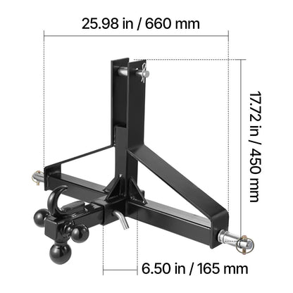 3 Point Trailer Hitch with 2 in Receiver, 3pt Quick Hitch Attachment, Heavy Duty Tractor Tow Drawbar Adapter, Compatible with Kubota, Mahindra, Ford, Yanmar, John Deere, Massey Ferguson - Image 8