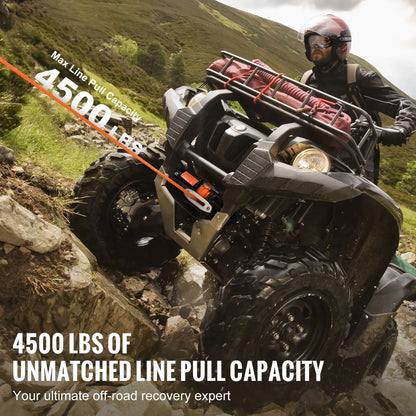 Electric Winch ATV UTV 2041 kg Synthetic Rope Waterproof Remote Control - Image 2