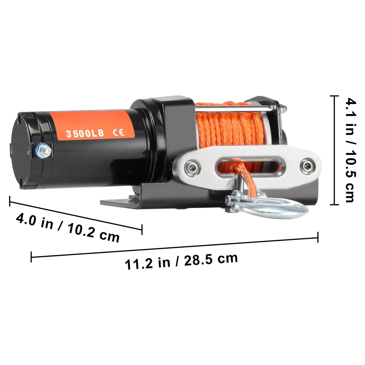 Electric Winch, 1588 kg Line Pull Capacity, 12V DC ATV Winch with Φ0.5 x 1188.7 cm 12 Strands Synthetic Rope Aluminum Fairlead Wired Remote Control, IP55 Waterproof for Towing ATV Boat - Image 8
